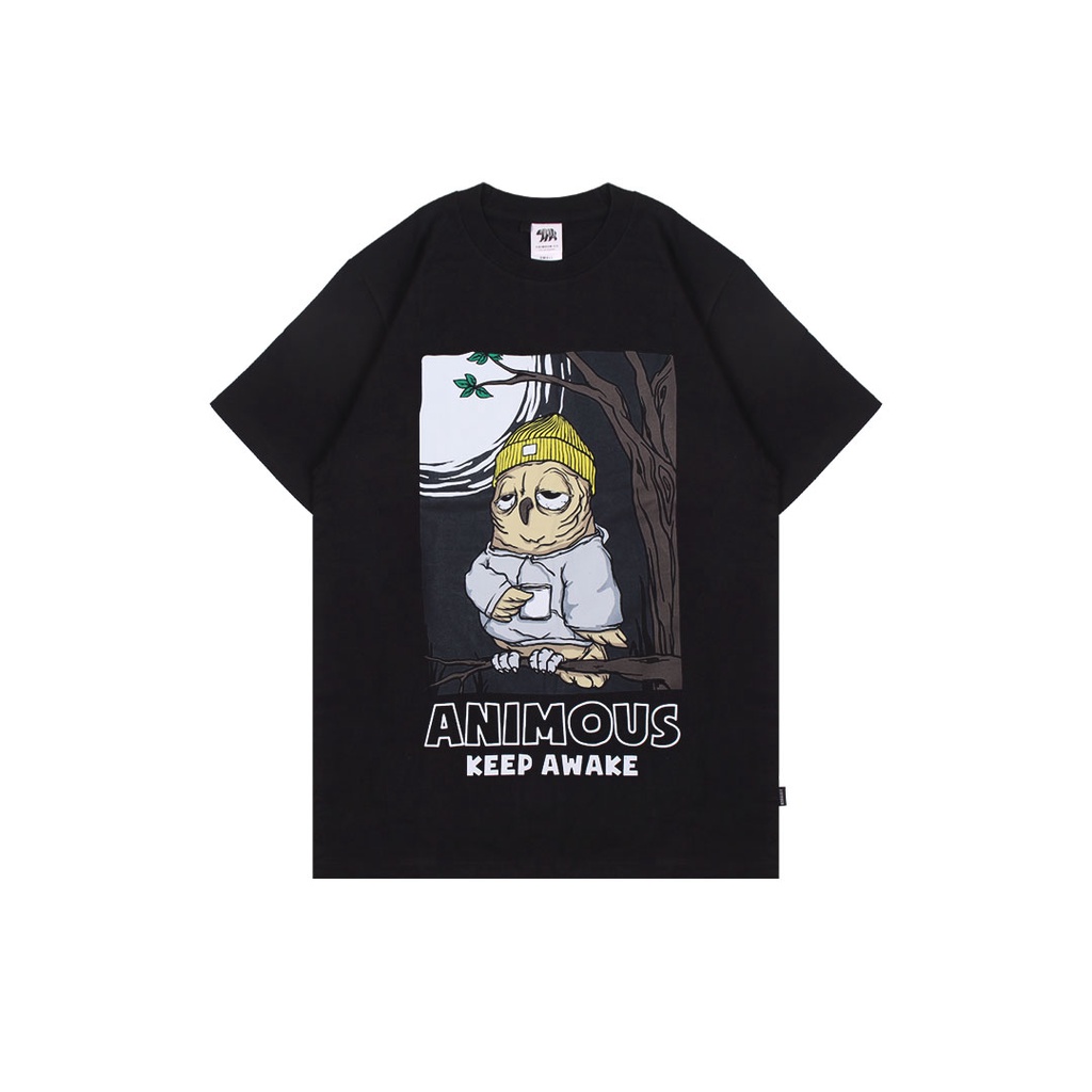 เสื้อยืด Animous Kaos Unisex สีดํา Awake