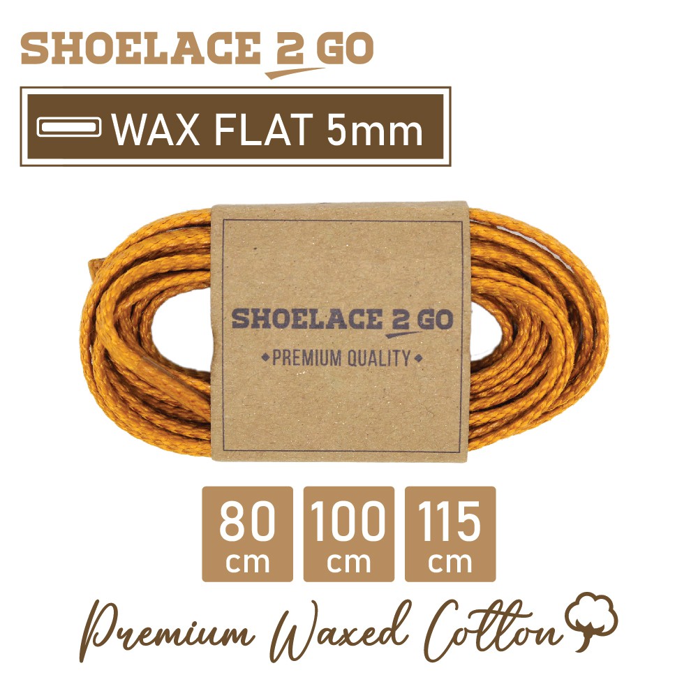 LILIN SHOELACE 2 GO PREMIUM FLAT WAXED SHOELACES - WF5 - H1 - GOLD MEDALLION - 5MM