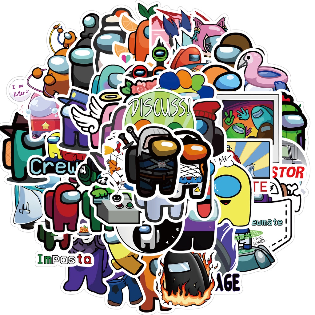 พร้อมส่ง Among Us sticker game สติกเกอร์กันน้ำรูปแบบที่แตกต่างกัน 50ชิ้น