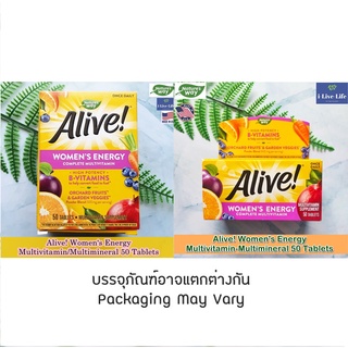 วิตามิน สำหรับผู้หญิง Alive! Womens Energy Multivitamin/Multimineral 50 Tablets - Natures Way