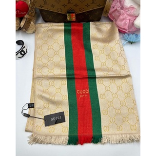 Gucci ผ้าพันคอผ้าคลุมไหล่แบรนด์เนมมือสองแท้