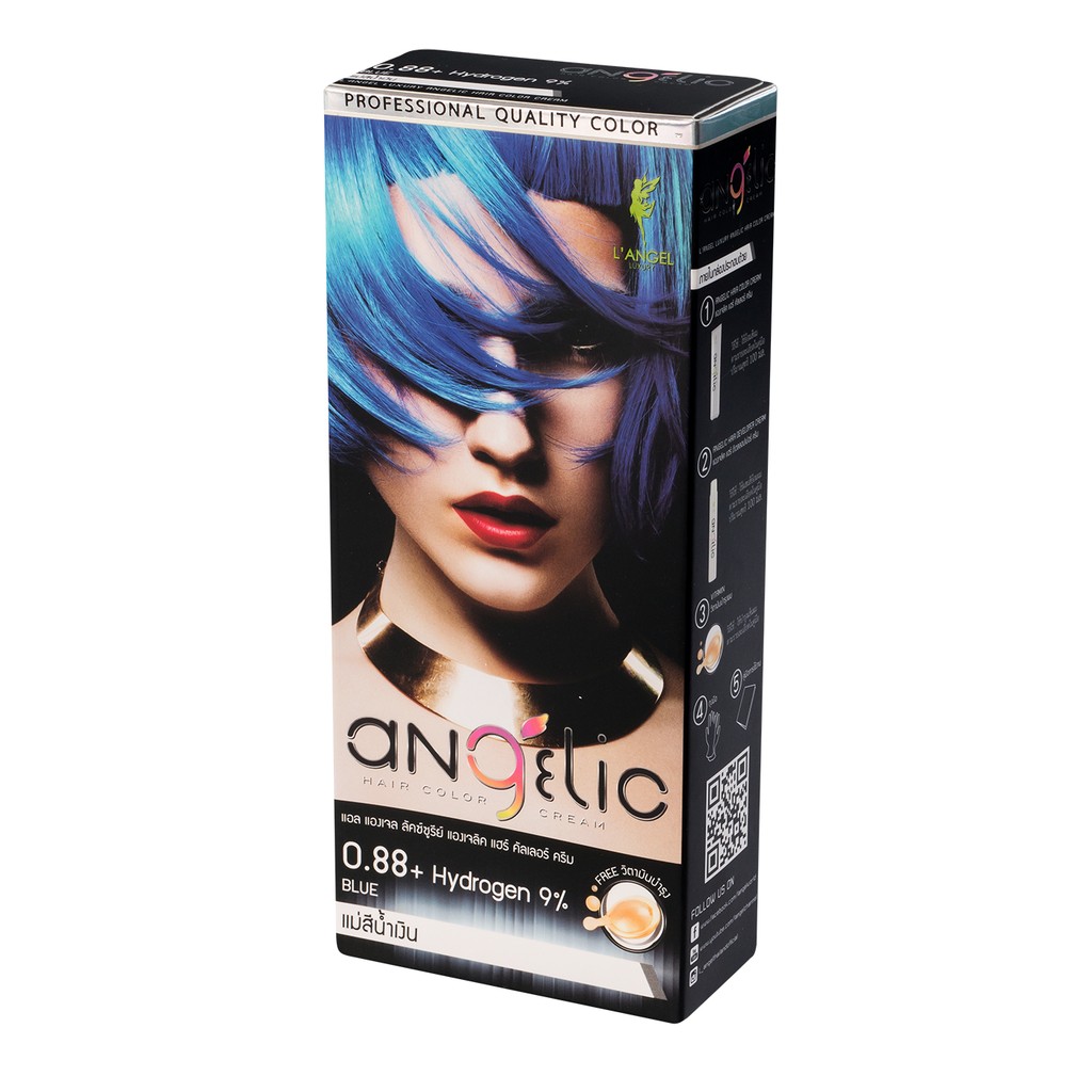L'ANGEL Luxury Angelic Hair Color Cream น้ำยาย้อมผม เบอร์ 0.88 บลู ANG-005  | Shopee Thailand