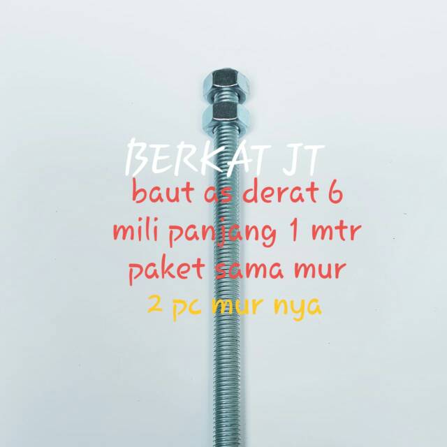6MM DERAT AXLE BOLT 1MTR LENGTH / 6 MILI DERAT AXLE PLUS 2 ชิ้น NUT / 6 ไมล์ DERAT AXLE
