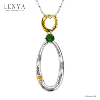 Lenya Jewelry จี้ดีไซน์น่ารัก ประดับพลอยโครมไดออฟไซด์ (Chrome Diopside) และออเร้นจ์ แซฟไฟร์ (Orange Sapphire)