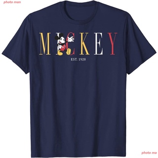 แฟชั่นคลาสสิกphoto man เสื้อผู้ชาย Disney Mickey And Friends Mickey Mouse Est. 1928 Simple Text T-Shirt เสื้อยืด men