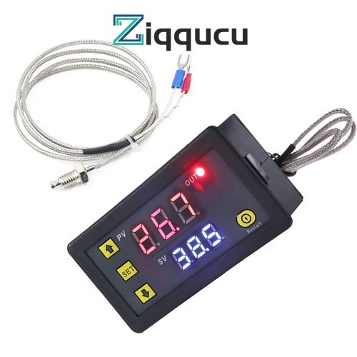 Ziqqucu W3230 เทอร์โมสตัทควบคุมอุณหภูมิดิจิทัล จอแสดงผล LED พร้อมเซนเซอร์ควบคุมความร้อน DC 5V 12V 24V