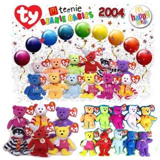 ตุ๊กตาหมี Ty Beanie Baby McDonald The Bear หมีแมคโดนัล ขนาด 4 นิ้ว ปี 2004 เป็นงานสะสมชุด Happy meal