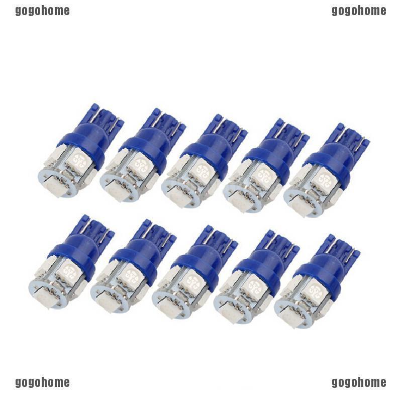 หลอดไฟรถยนต์ T10 สีฟ้า 5050 5SMD LED 194 168 W5W 10 ชิ้น