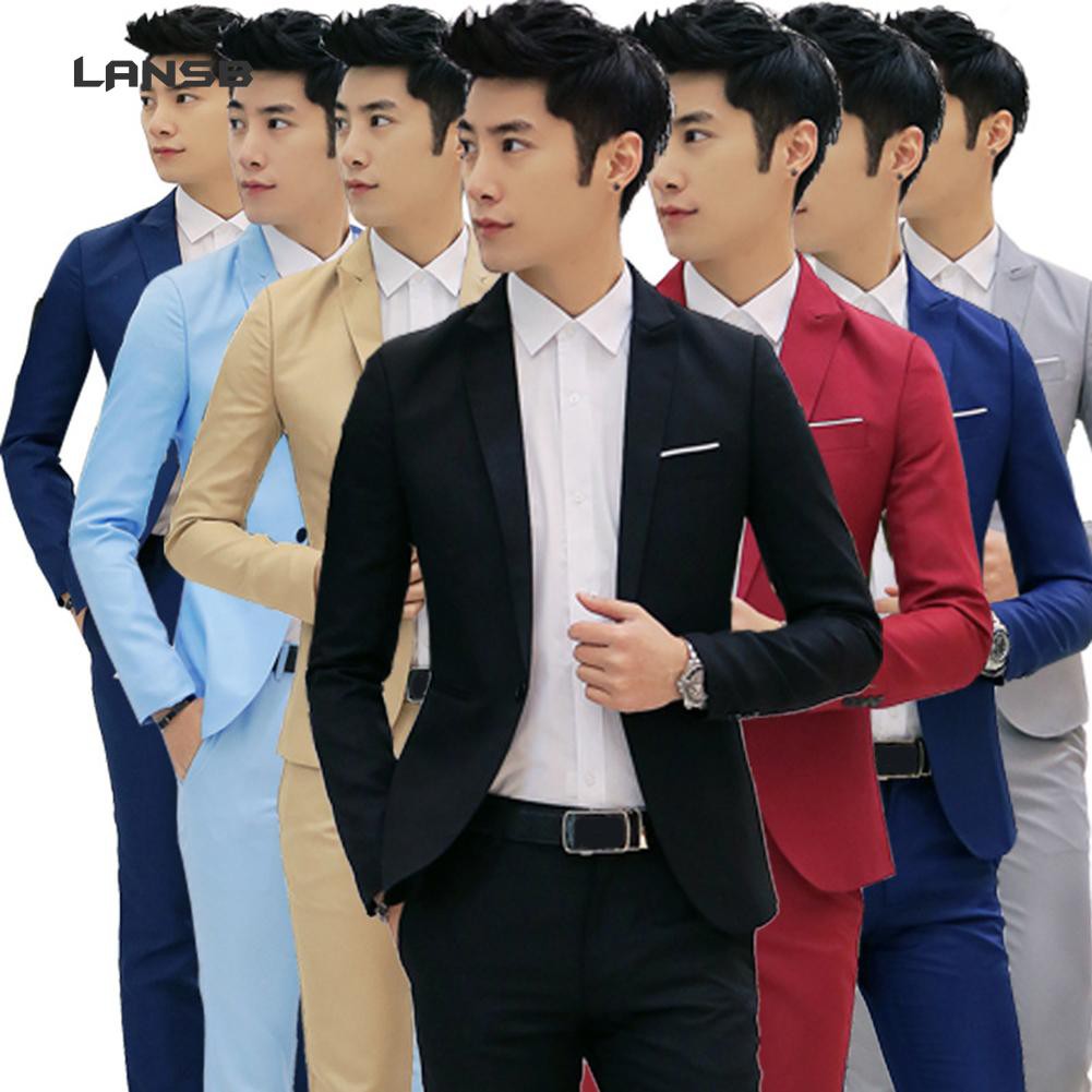 ★SS Men's Fashion One Button Suit Coat Wedding Business Casual Slim ...