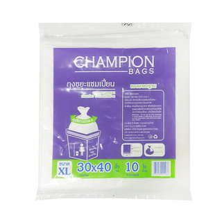 🔥สินค้าขายดี!! CHAMPION ถุงขยะ ขนาด 30 x 40 นิ้ว (แพ็ค 10 ใบ) สีใส Garbage Bags