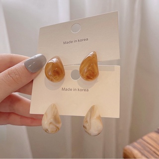 S925 Korean Retro Acrylic Earrings Temperament Water Drop Resin Earrings Simple Earrings Girls Personality Jewelry