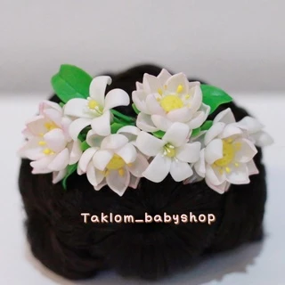 หวีดอกบัว หวีดอกไม้ดินปั้น มีให้เลือกหลายสี งานปั้นมือHandmade