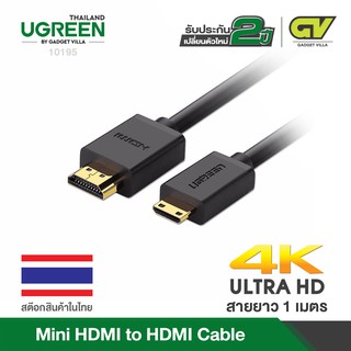 UGREEN สาย Mini HDMI to HDMI Cable, Support 3D&4K พร้อมเสียง Mini HDMI ทุกชนิด ออกเป็น HDMI 1 เมตร