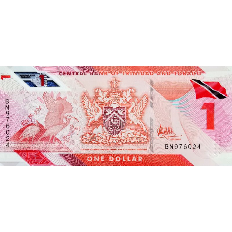 แบงก์​ทรีนี​แดด​และ​โตเบโก Trinidad​&​Tobago, 1 Dollar,(Polymer), B565, ไม่​ผ่าน​ใช้​ UNC