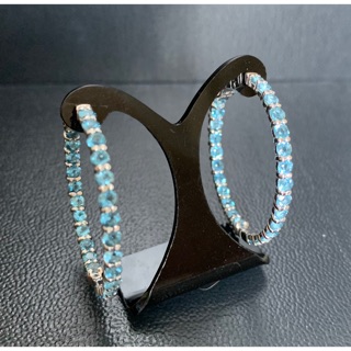 ต่างหูห่วง เงินแท้ พลอยแท้ ลอนดอนบลูโทพาส Sterling silver 925 London Blue Topaz