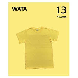 เสื้อยืดสีพื้นราคาส่ง คอกลม สีเหลืองอ่อน(เบอร์13) แบบไม่มีตะเข็บข้าง