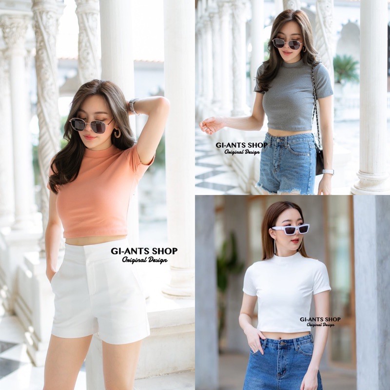 Gi-ANTS 👍🏻เสื้อครอป คอเต่า แขนสั้น👍🏻 CARDIGAN_NISTA​ (GIA1D)