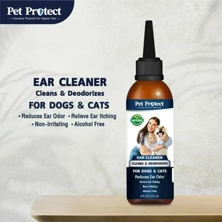 [29961] Pet Protect Ear Cleaner โลชั่นเช็ดหู สูตรอ่อนโยน ลดกลิ่นเหม็น ขจัดไรในช่องหู ขจัดขี้หูและแบคทีเรีย (118 มล./ขวด)