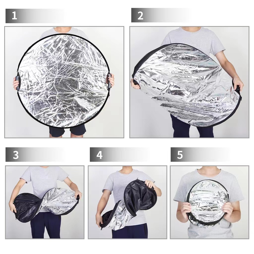 แผ่นสะท้อนแสงการถ่ายภาพทรงกลมแบบพับได้ 5 in 1 รีเฟล็กซ์(Reflector) พร้อมซองใส่