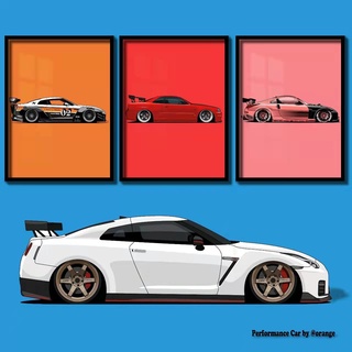 [ภาพวาดแขวนรถยนต์] ภาพวาดตกแต่ง Nissan GTR R34 35 silvia JDM สําหรับเด็ก