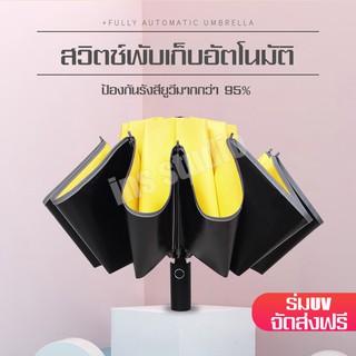 ร่มพับสีพื้น  ร่มกันแดดกันฝน ร่มกันฝน ร่มกันแดด ร่มแบบพกพา มีสวิตซ์พับอัตโนมัติ แห้งเร็ว มี2สีให้เลือก