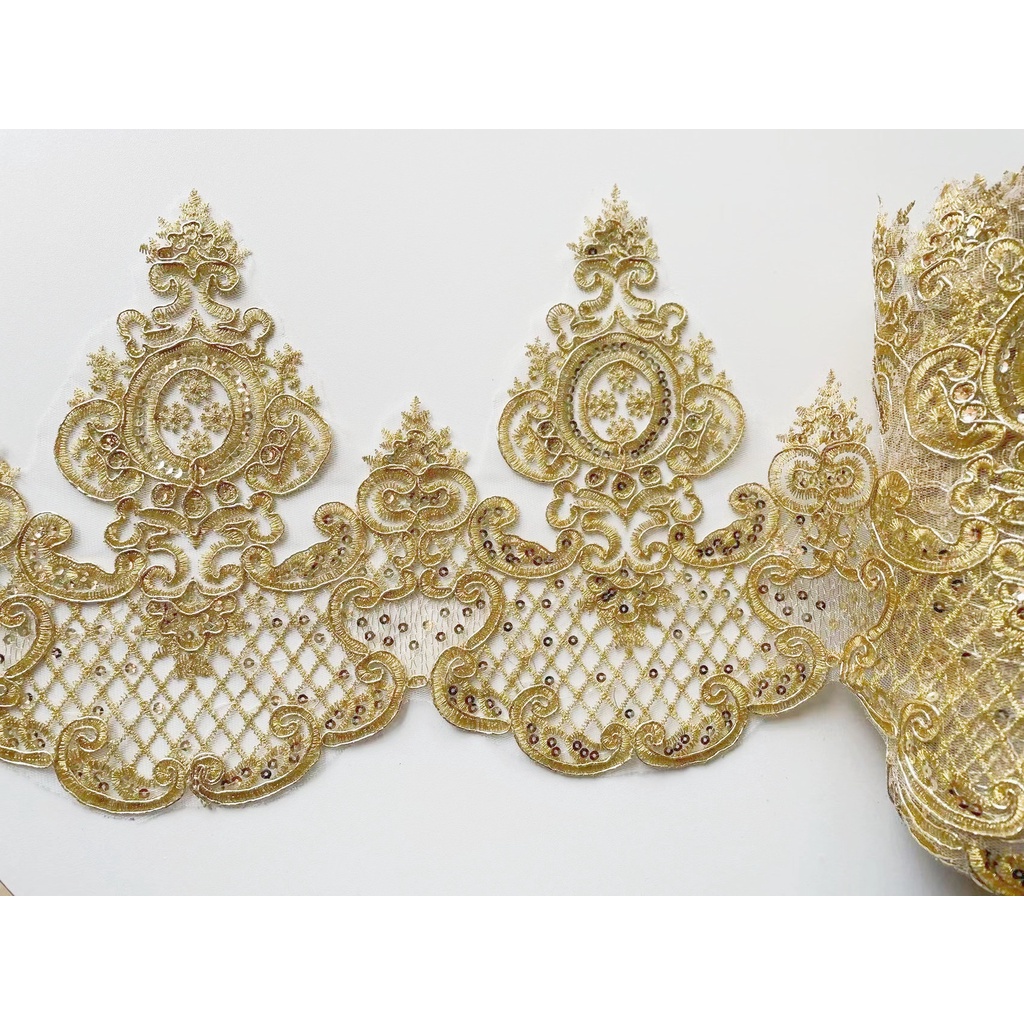 พร้อมส่ง ลูกไม้ปักเลื่อม ยาว 1 เมตร 24 ซม. สําหรับตกแต่งชุดเดรส DIY