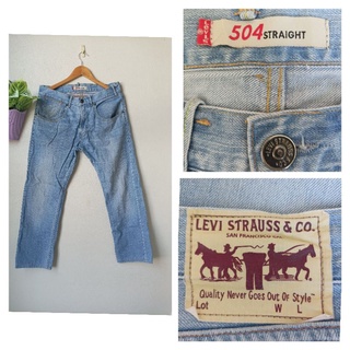 Levis 504 กางเกงยีนส์ฟอกซีด ผ้ายีนส์ไม่ยืด Size W33 L34 รอบเอว 34 นิ้วค่ะ