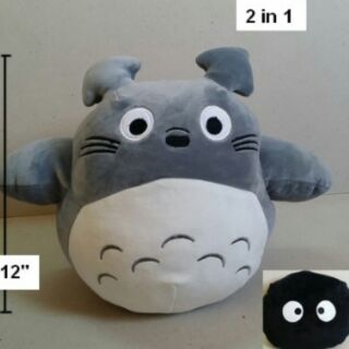 2 in 1 ตุ๊กตา กลับด้านเป็นหมอนอิง ลาย โตโตโร่ (Totoro) ขนาด ตุ๊กตาโตโตโร่ 12 นิ้ว (รวมหู) ขนาด หมอนอิงฝุ่น 10 นิ้ว