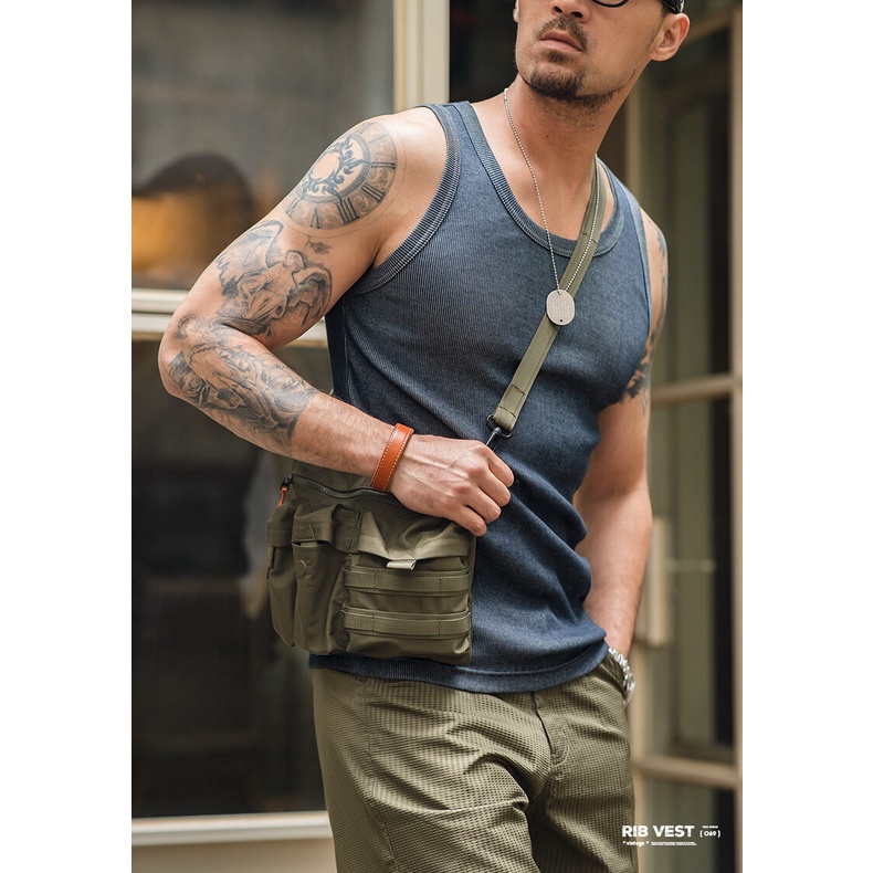 Retro เครื่องมือสไตล์ 2025 ฤดูร้อนใหม่ Tough Guy Men Home สีทึบ Slim Fit เสื้อกั๊กผ้าฝ้ายแขนกุดเสื้อยืดกีฬาฟิตเนสเด็กกลางแจ้งชุดชั้นใน Bottoming เสื้อ — صورة 6