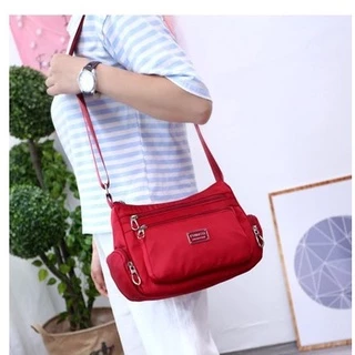 SIAMBAGSHOP(S1089) กระเป๋าสะพายข้าง ผ้าไนล่อนช่องเยอะสุดคุ้ม