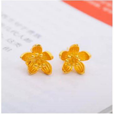 TANITTgemsต่างหูเนื้อทองเหลืองแท้24Kgpลายดอกไม้พร้อมใบรับประกันสินค้า