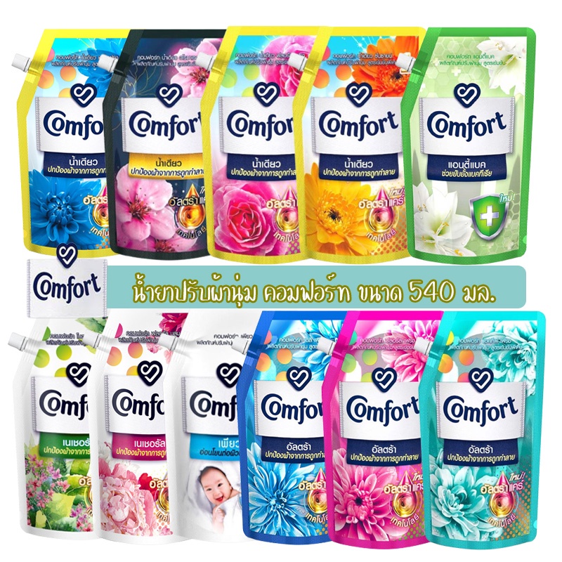 Comfort น้ำยาปรับผ้านุ่ม คอมฟอร์ท สูตรเข้มข้น ขนาด 500มล. - 540 มล.