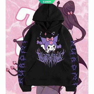 เสื้อกันหนาว มีฮู้ด ลายการ์ตูนอนิเมะ Sanrios KawaiiInsins Kuromi สไตล์ยุโรป และอเมริกา สําหรับผู้ชาย และผู้หญิง