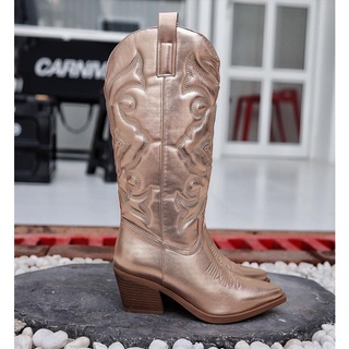 #พร้อมส่ง รองเท้าคาวบอย รองเท้าบูทคาวบอย รองเท้าบูทยาว รองเท้าสีทอง Metallic Boots/Cowboy Boot/Western Boot