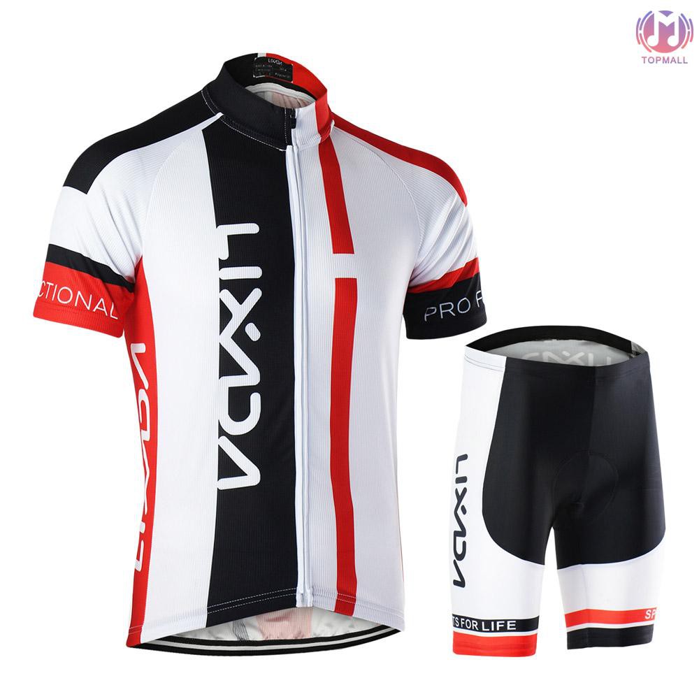 Quick-Dry Biking Shirt with 3D Cushion Shorts Padded Pants Mens Short Sleeve Breathable Cycling Jersey Set