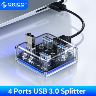 ORICO MH4U โปร่งใส USB HUB 4 พอร์ต USB3.0 Adapter Splitter สนับสนุนภายนอก Micro USB Power Supply