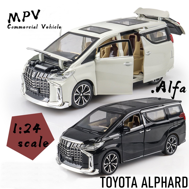 TOYOTA ALPHARD โมเดลรถเหล็ก ของเล่นของสะสม รถจำลองเสมือนจริง เปิด-ปิดประตูได้ มีไฟหน้า-ท้าย พร้อมเสียง วิ่งไว้ 120CZ