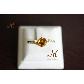 Meena Gems แหวนพลอยแท้ซิทริน ดีไซน์พลอยทรงกลมเจียเหลี่ยม ตัวเรือนเงินแท้ ค่าจัดส่งฟรี