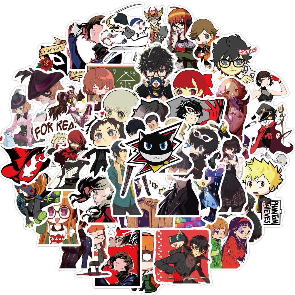 Y&P | Persona 5 สติกเกอร์กันน้ำรูปแบบที่แตกต่างกัน, 50 ชิ้น