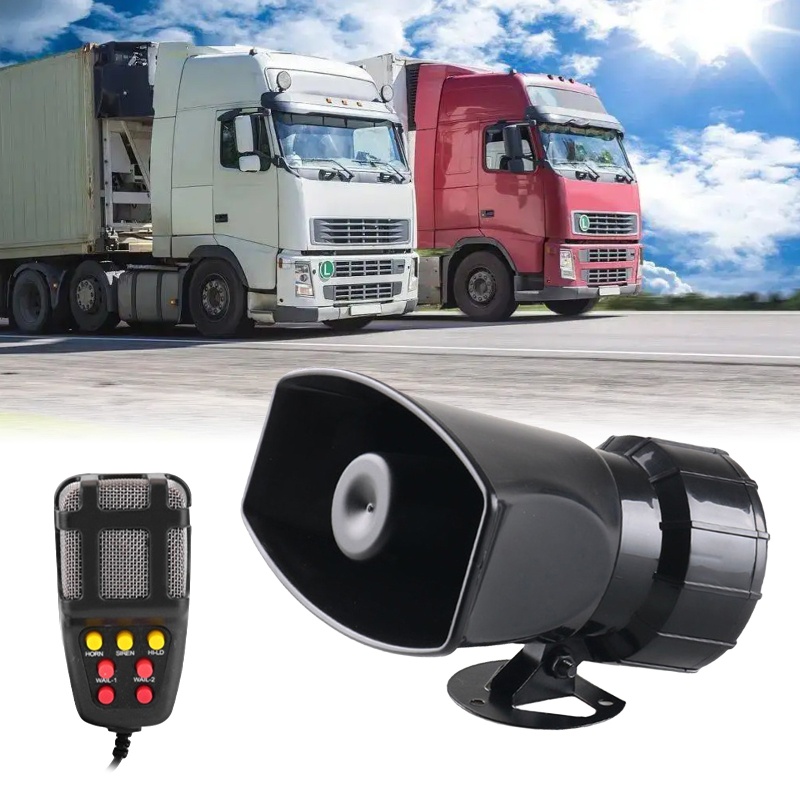 QUU 5 7Sound Loud รถเตือนนาฬิกาปลุกรถบรรทุกลําโพง 12V Siren Air Horn 120DB