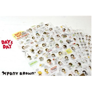 S016# Day&amp;Day Pony Brown Sticker II set 6 แผ่น