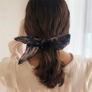 ผูกผมดอกไม้เกาหลี ยางรัดคันธนู แถบยางหญิงทันสมัย Korean Floral Hair Tie Ins bow rubber band Fashionable female rubber band