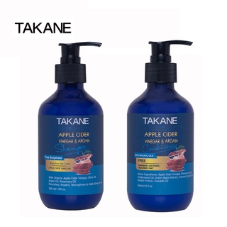 แชมพูปราศจากซิลิโคน (silicone) Takane Apple Cider Vinegar &amp; Argan Shampoo + Conditioner 300ml  แชมพูลดผมร่วง