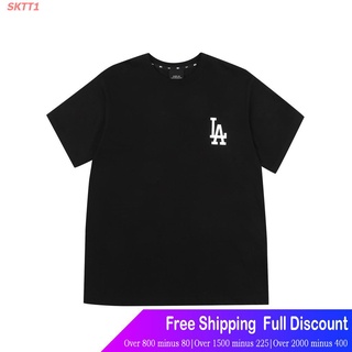 SKTT1 เสื้อยืดกีฬา MLB เสื้อยืด PALM TREE UNISEX OVERSIZED รุ่น 31TSX1131 07L LOS ANGELES DODGERS BLACK Mens Womens T-