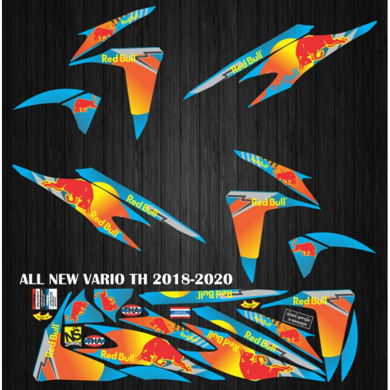 ใหม่ทั้งหมด VARIO 2018-2020 RED BULL STRIPING DECAL STICKER