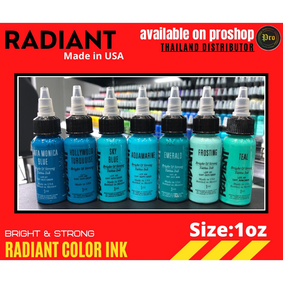 Radiant Colors Tattoo Ink  1oz นำเข้าจาก USA สีสำหรับงานสัก หมึกสัก Green ราคา ถูกที่สุด โปรบีเคเค แกลเลอรีภาพที่ 3