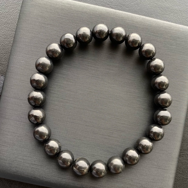 กำไลหินแท้ ชุนไกท์ หรือ ชังไกท์ (Shungite) 6-12mm จากประเทศรัสเซีย ⚡️