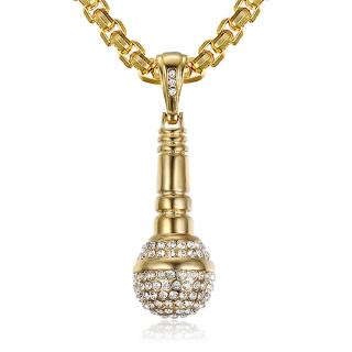 Mens Hip Hop Rock Microphone Pendant Necklace Fashion Party Jewelry