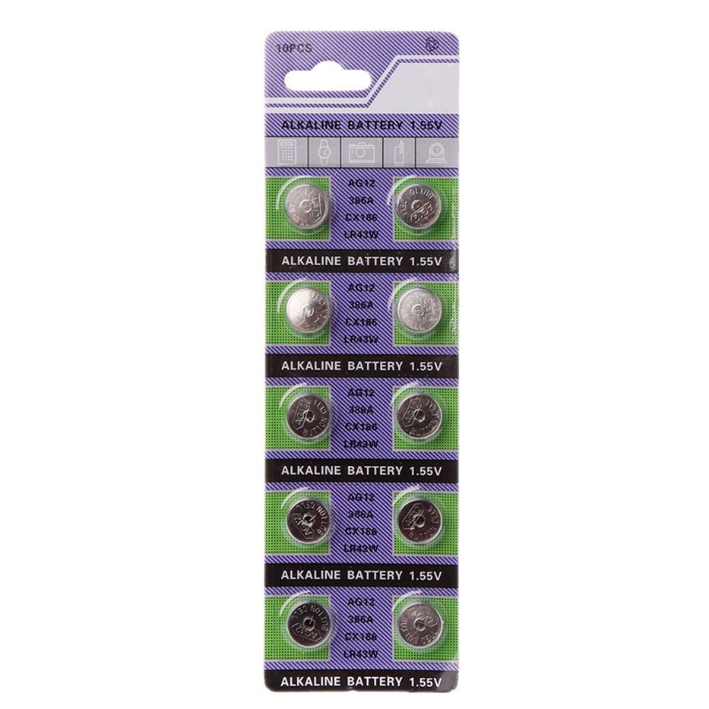 10PCS Alkaline Battery AG12 1.5V LR43 386 Button Coin Cell Watch Toys Batteries Control Remote SR43 