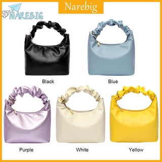 Narebig Cod√ กระเป๋าสะพายไหล่กระเป๋าถือสําหรับสตรีเครื่องหนังสีพื้นทรงคลัทช์ Tote เหมาะกับงานปาร์ตี้